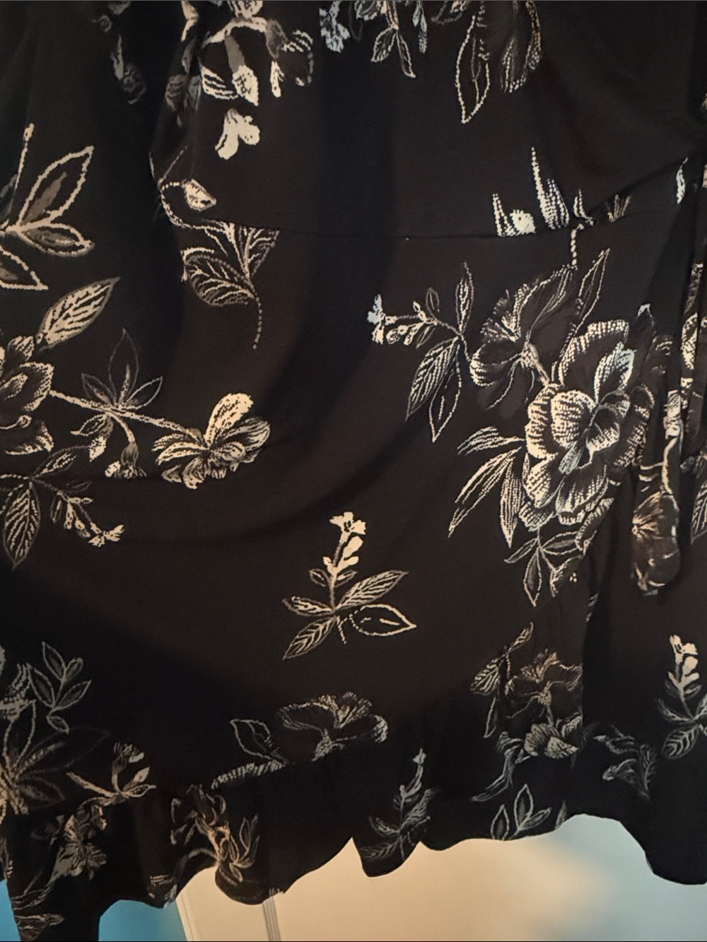 Maurices Black Floral Wrap Dress with White Floral Print size 3X - Picture 3 of 5
